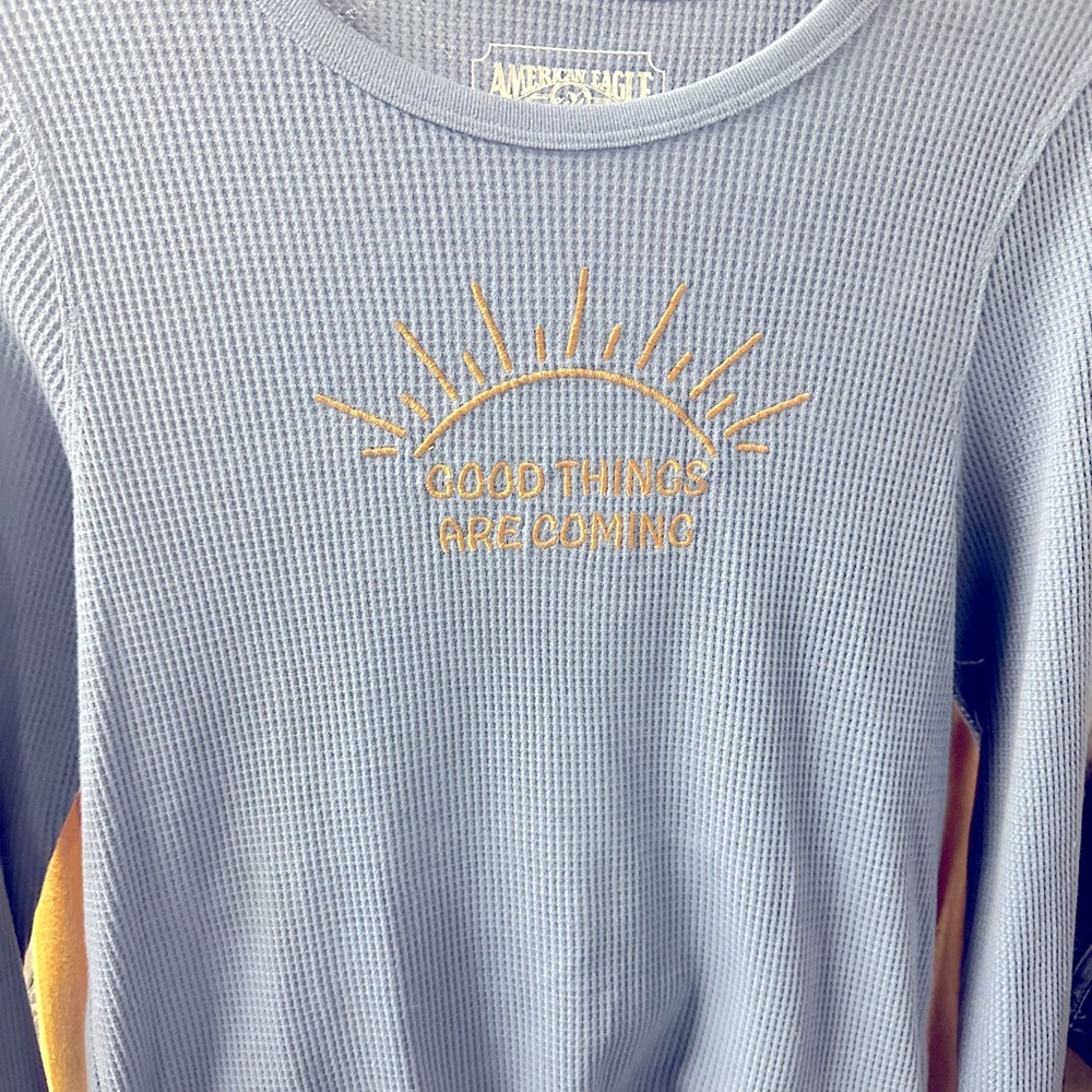 American eagle women’s large waffle knit long sleeve tee